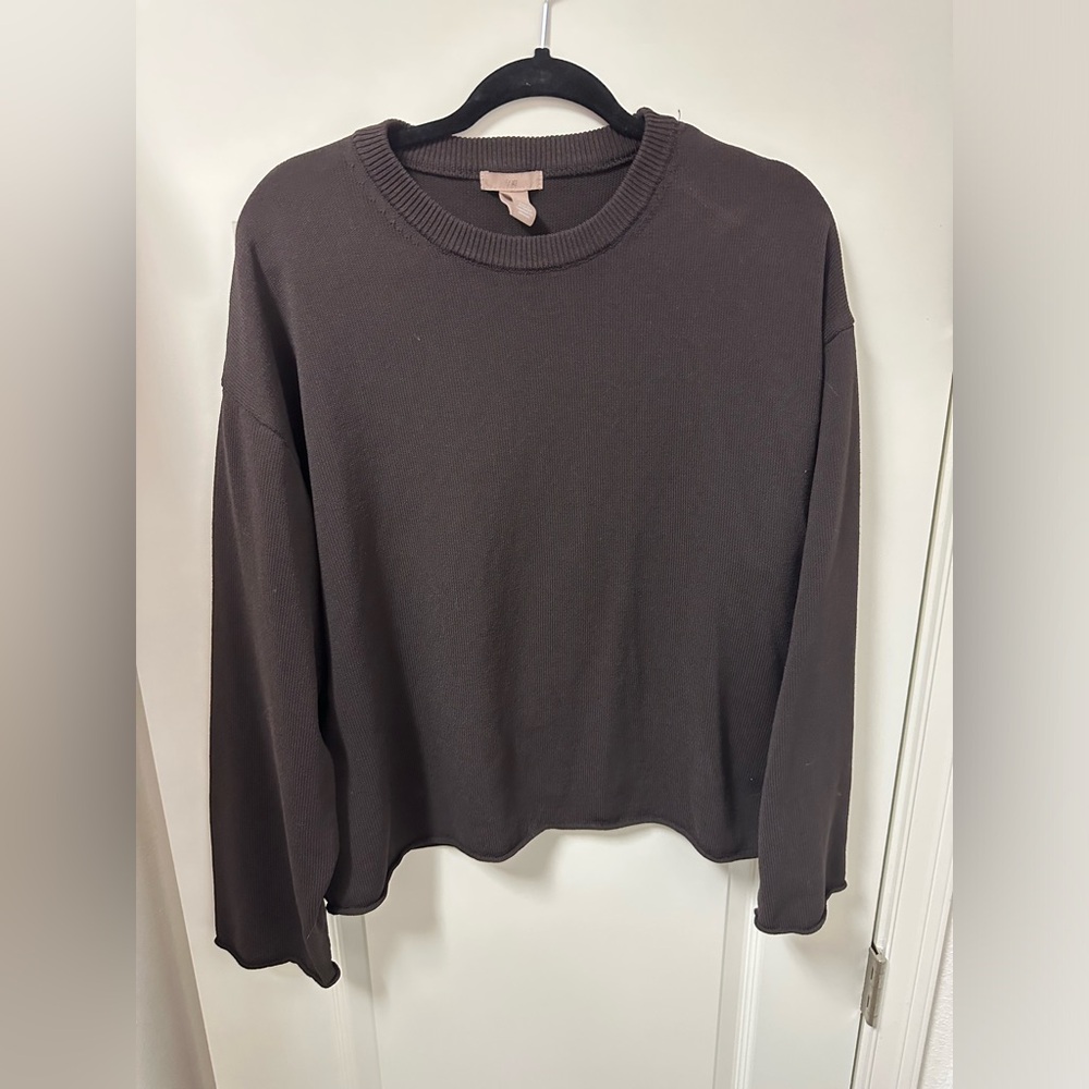 H&M Chocolate Brown Size Large Women’s Ribbed Crewneck Sweater